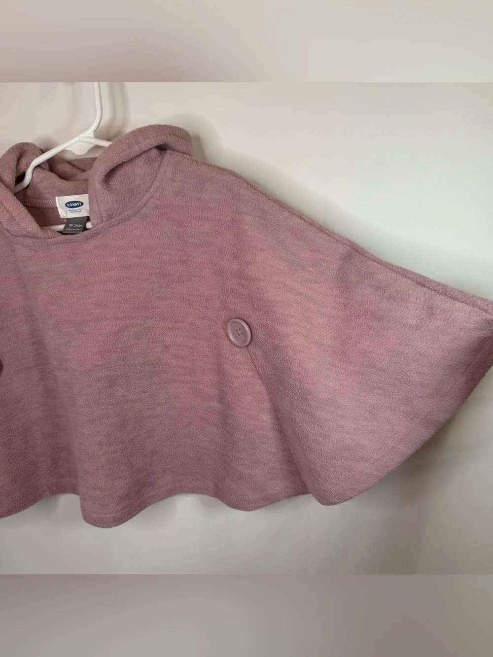 Toddler Girls' Plum Pink Micro Fleece Old Navy Hooded Poncho Cape Jacket 18-24mo